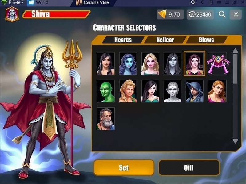 Shiva S Celestial Battle character selection screen